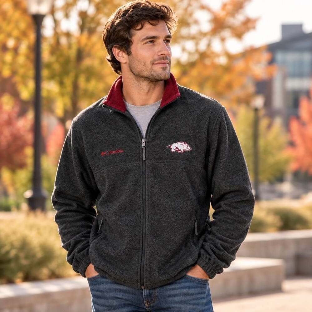 Columbia Collegiate Flanker II Full-Zip Fleece Size XL Arkansas Razorbacks